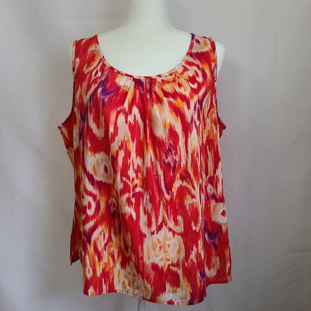 Chico's 2 (L/12) Sleeveless Blouse Top Artsy Tunic Polyester-Spandex
